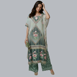 Elegant Sage Green Designer Kaftan Suit Set
