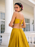 Mustard Yellow Silk Party Wear Lehenga Choli Set