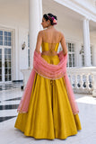 Mustard Yellow Silk Party Wear Lehenga Choli Set