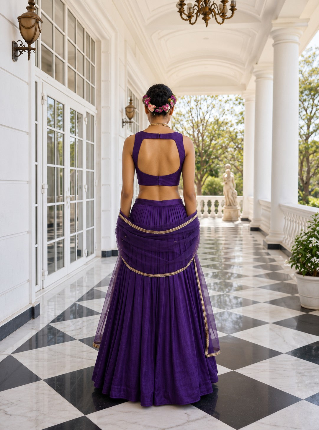 Purple Vichitra Silk Designer Lehenga Choli with Net Dupatta