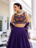 Purple Vichitra Silk Designer Lehenga Choli with Net Dupatta