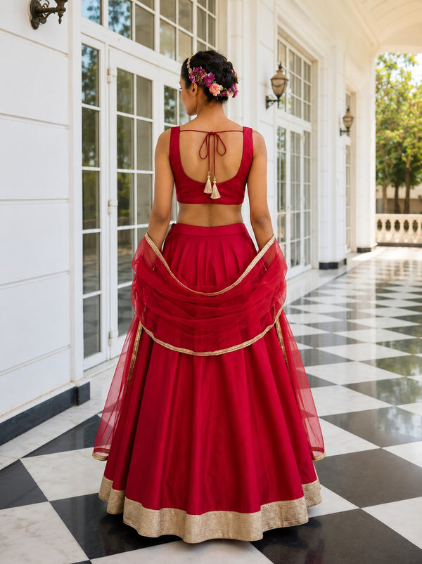 Rani Pink Vichitra Silk Party Wear Lehenga Choli with Dupatta