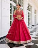 Rani Pink Vichitra Silk Party Wear Lehenga Choli with Dupatta