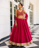 Rani Pink Vichitra Silk Party Wear Lehenga Choli with Dupatta
