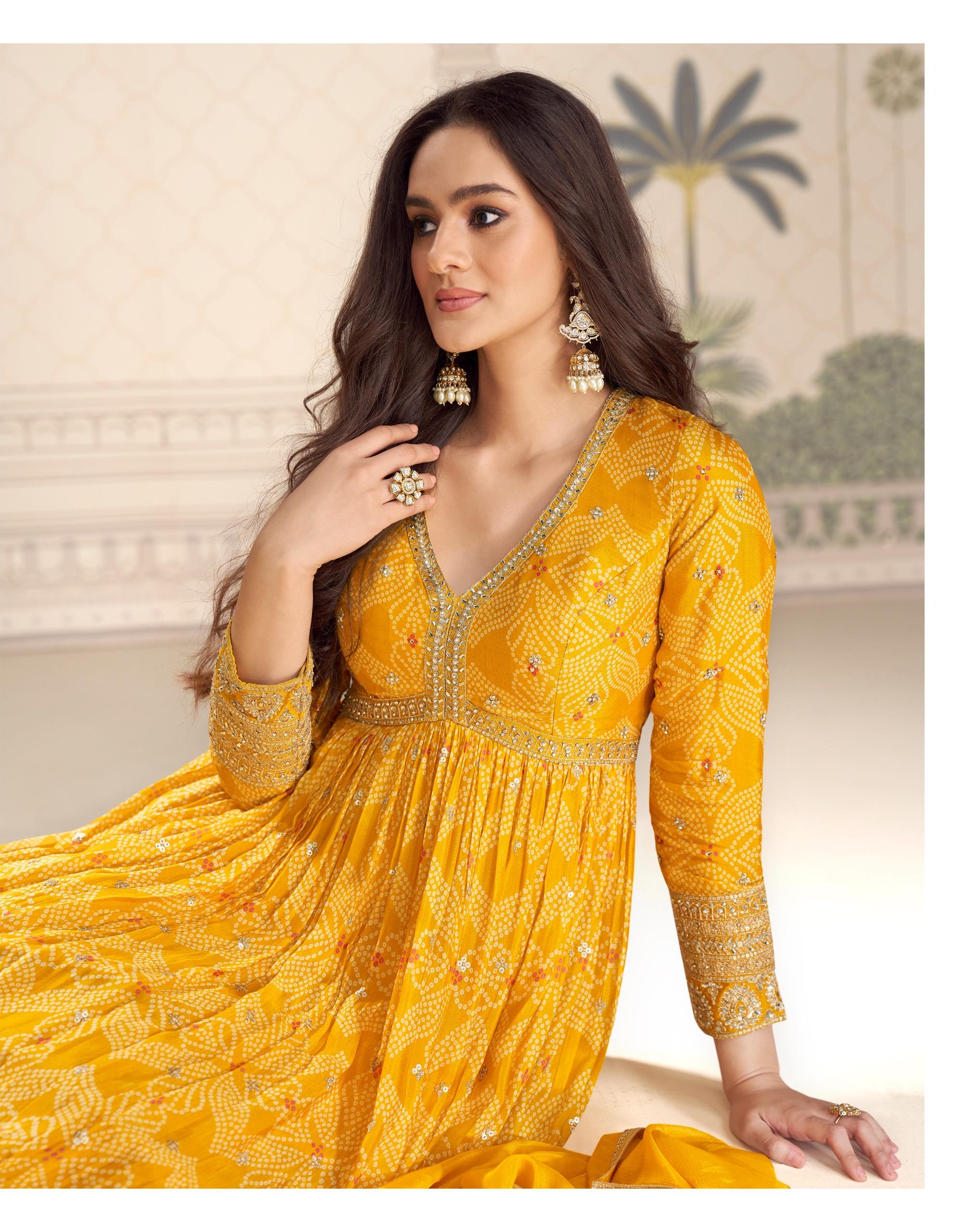 Premium Real Chinon Anarkali Suit Set with Dupatta – Festive & Wedding Wear