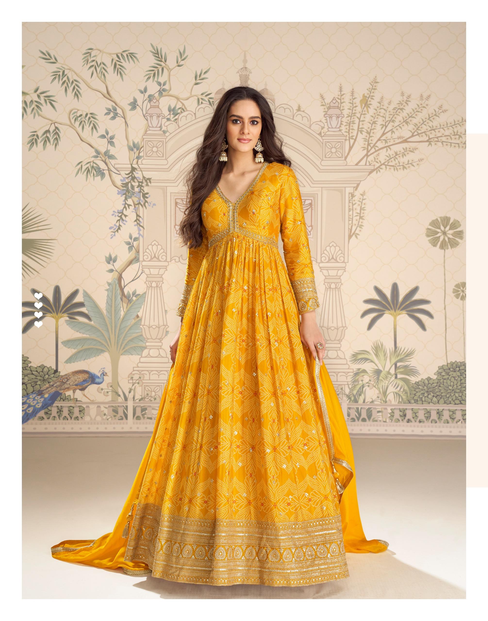 Premium Real Chinon Anarkali Suit Set with Dupatta – Festive & Wedding Wear