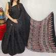 Black Pure Modal Silk Ajrakh Bandhani Saree