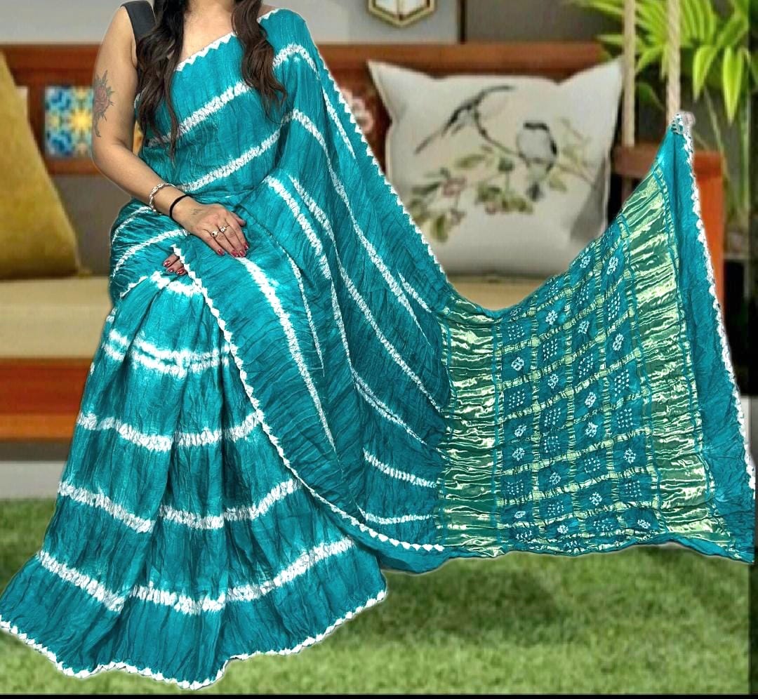 Blue Shibori Lines Modal Silk Saree - Elegant Handcrafted Style