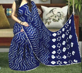 Navy Blue Shibori Zigzag Modal Silk Saree - Pure Elegance