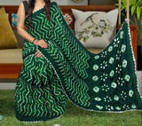 Bottle Green Shibori Zigzag Modal Silk Saree - Elegant Appeal