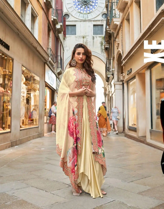 Premium Beige Indo Western Dhoti Set with Designer Jacket