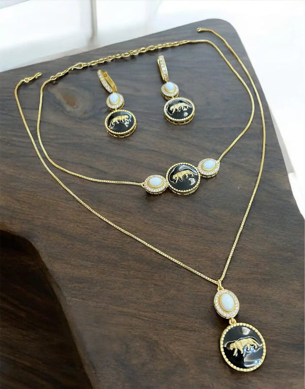 Black Sabyasachi-Inspired Pendant & Earring Set