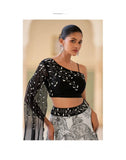 Black & White Designer Party Wear Lehenga