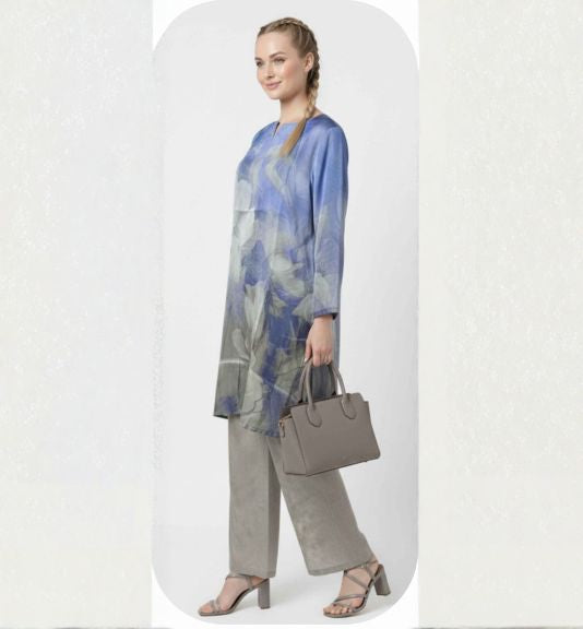 Blue Floral Office Wear Coord Set