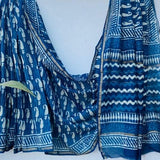 Blue Chanderi Silk Saree – Handloom Ajrakh Printed Ethnic Wear
