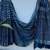 Blue Maheshwari Silk Saree – Elegant Handloom Cotton Silk