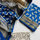 Blue Maheshwari Silk Suit – Elegant Unstitched Dress Material