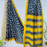 Elegant Blue & Yellow Maheshwari Silk Saree for Women