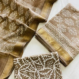 Brown Maheshwari Silk Suit – Elegant Unstitched Dress Material for Women