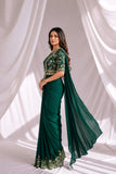 Green Ready to Wear Embroidered Designer Saree