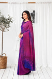 Purple Satin Silk Ready to Wear Party Wear Saree with Belt