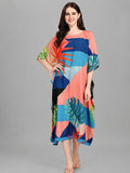 Coral Blue Printed Designer Kaftan Kurti for Women