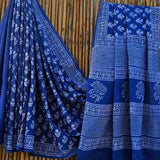 Deep Blue Mulmul Cotton Saree – Pure Handloom Cotton Saree for Women