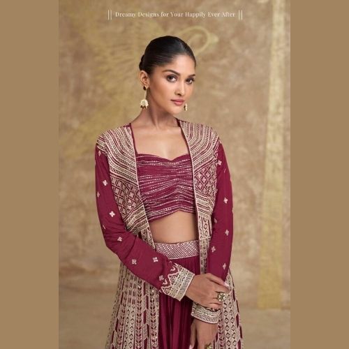 Deep wine Designer Lehenga