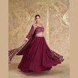 Designer Premium Chinon Silk Wine Lehenga Choli with Cancan
