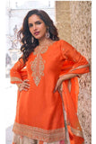 Orange Real Chinon Sharara Suit with Floral Beige Sharara