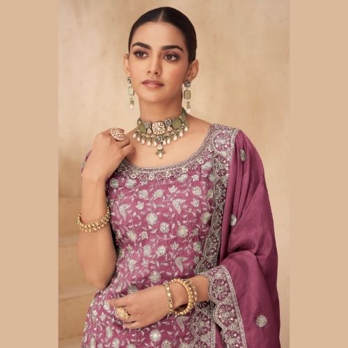 Elegant Pink Designer Palazzo Suit with Dupatta – Party Wear