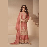 Dusty Pink Wedding Wear Designer Palazzo Suit with Dupatta