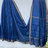 Blue Maheshwari Silk Saree – Handloom Cotton Silk Elegance