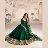 Emerald Green Silk Anarkali Gown