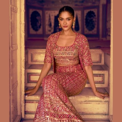 Elegant Maroon Indo Western Cocktail Party Dress