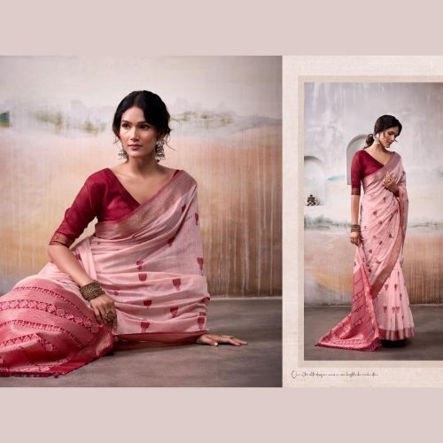 Pink Modal Cotton Saree with Zari Border – Party Wear & Festive Look