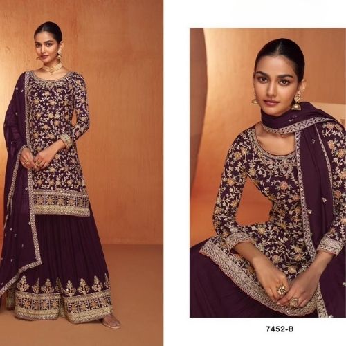 Purple Designer Palazzo Suit with Dupatta – Party Wear for Women