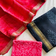 Elegant Red & Black Maheshwari Silk Unstitched Salwar Suit