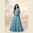 Sky Blue Premium Silk Floor Length Anarkali Gown with Dupatta