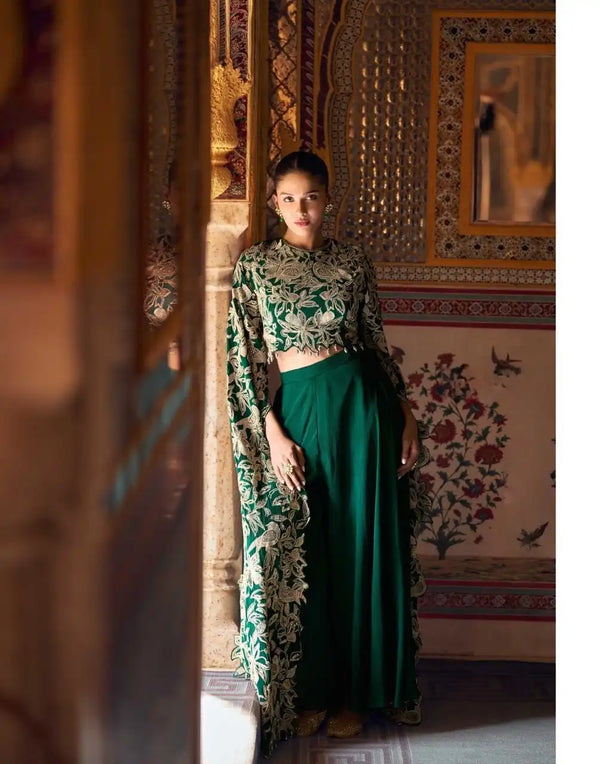 Emerald Green Designer Indo-Western Dress