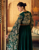 Emerald Green Embroidered Indo-Western Dress for Women