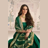 Elegant Emerald Green Silk Anarkali Gown