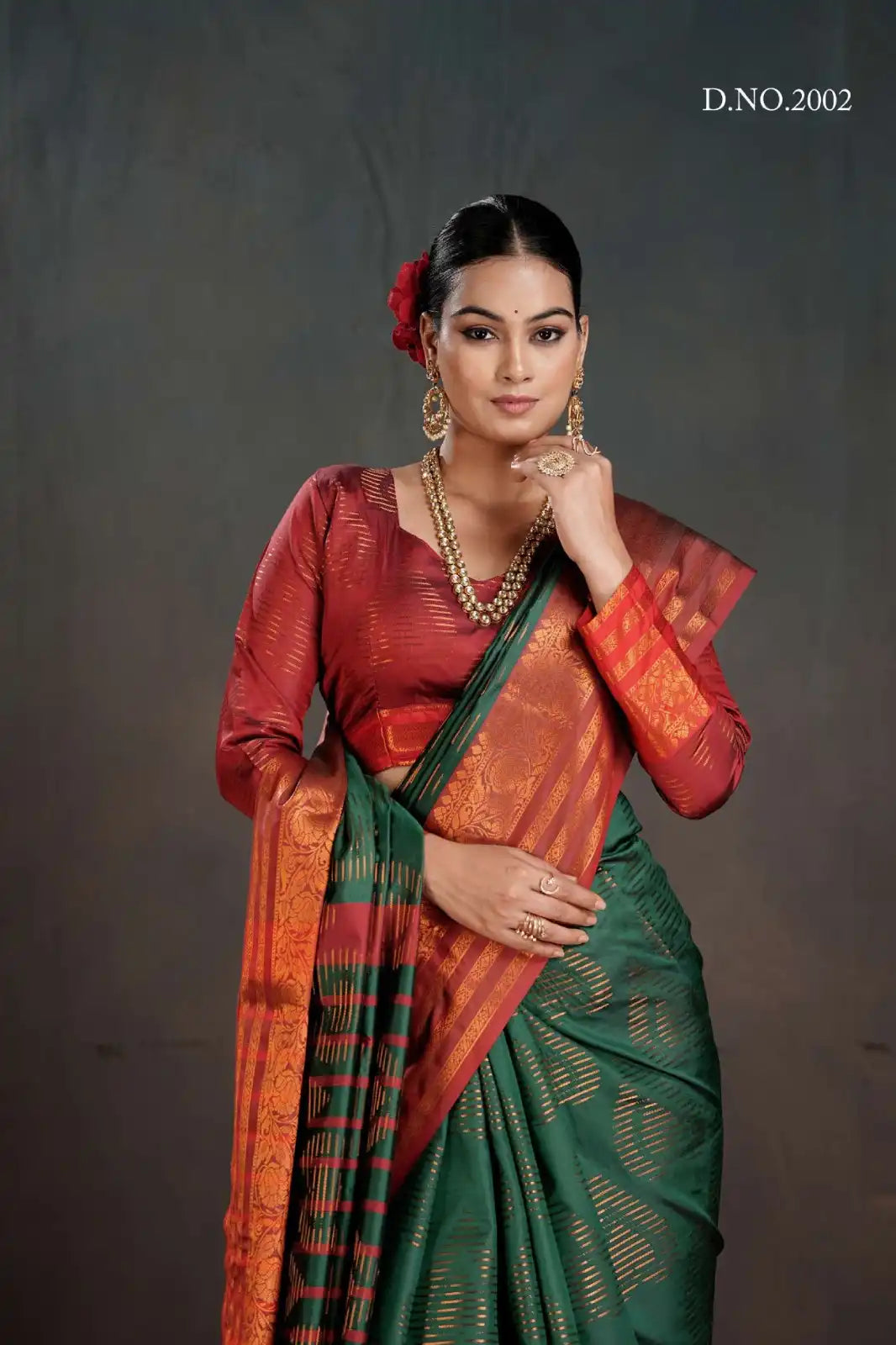 Emerald Green & Maroon Soft Banarasi Silk Saree with Rich Pallu