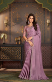 Mauve Purple Designer Saree with Floral Embroidery & Embellished Border