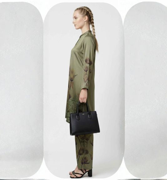 Floral Satin Silk Office Wear Coord Set