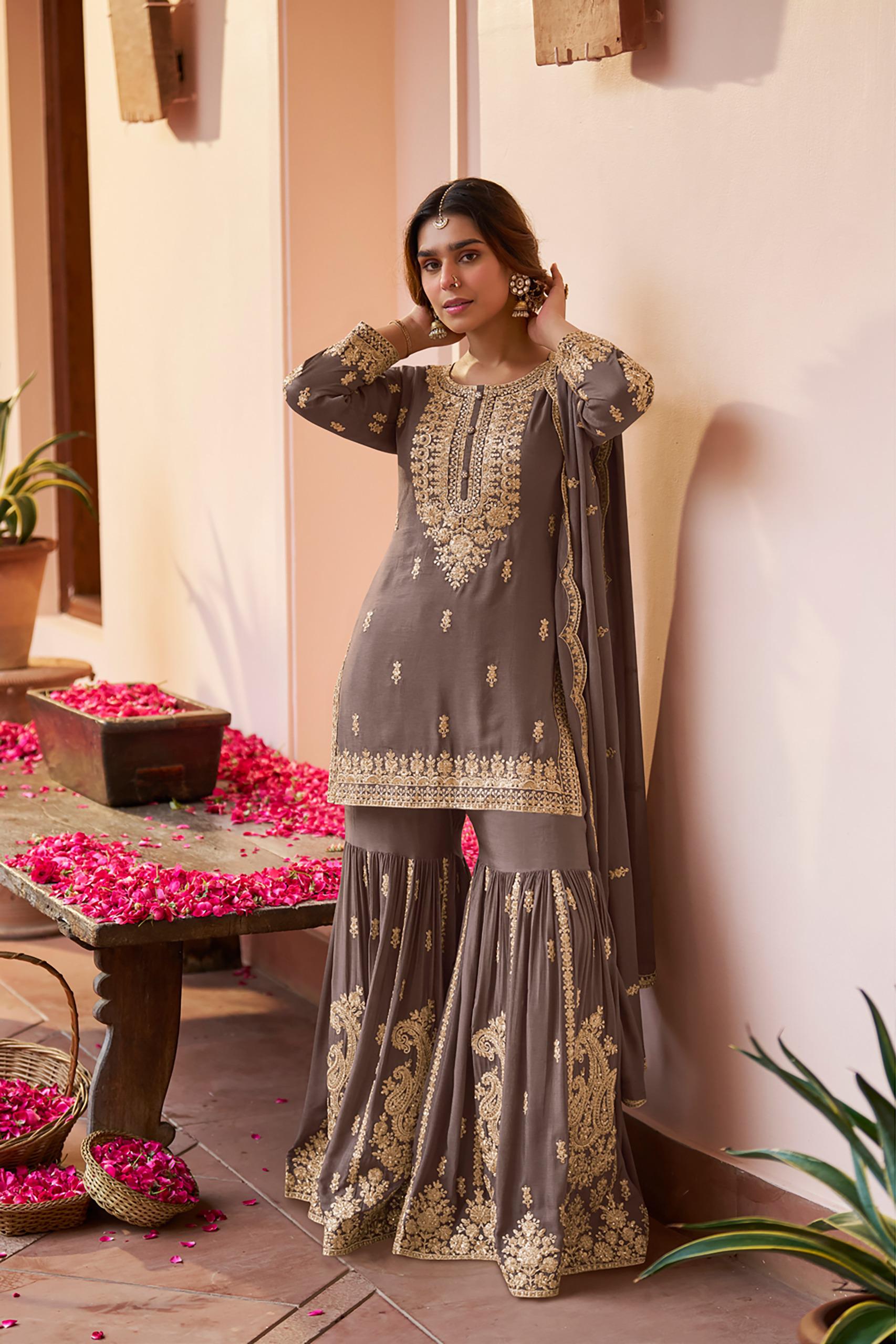 Luxury Embroidered Sharara Suit Set