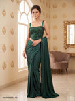 Green Lycra Ready-to-Wear Party Saree