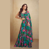 Stylish Green Floral Indo Western Dress for Women