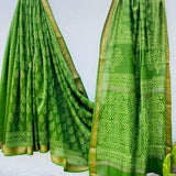 Green Maheshwari Silk Saree – Handloom Cotton Silk Elegance