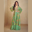 Designer Green Printed Indo Western Dress for Women with Jacket